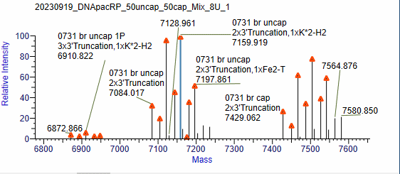 BP-05-10 Pre-treatment Kit for mRNA Capping Rate Detection: Figure 6 50% uncapped and 50% capped RNA is first processed using the kit, and then mixed together.