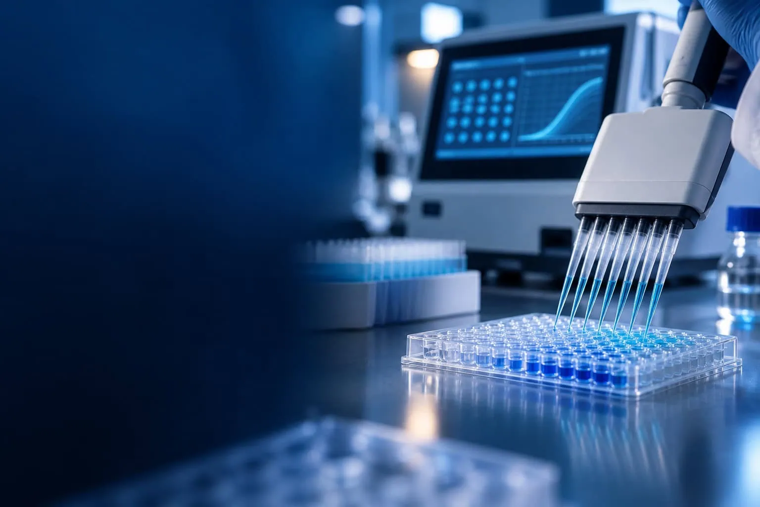 Scientist loading a qPCR plate for residual DNA testing