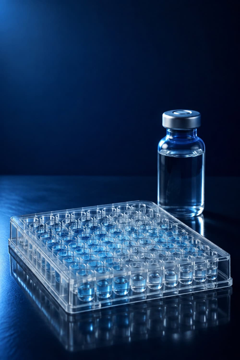 96-well ELISA plate with a crimp-capped glass vial