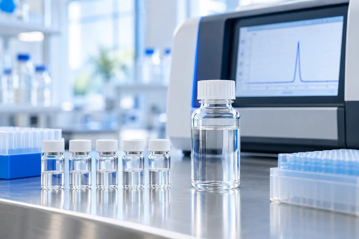 Vials of RNA solution and a capillary electrophoresis instrument