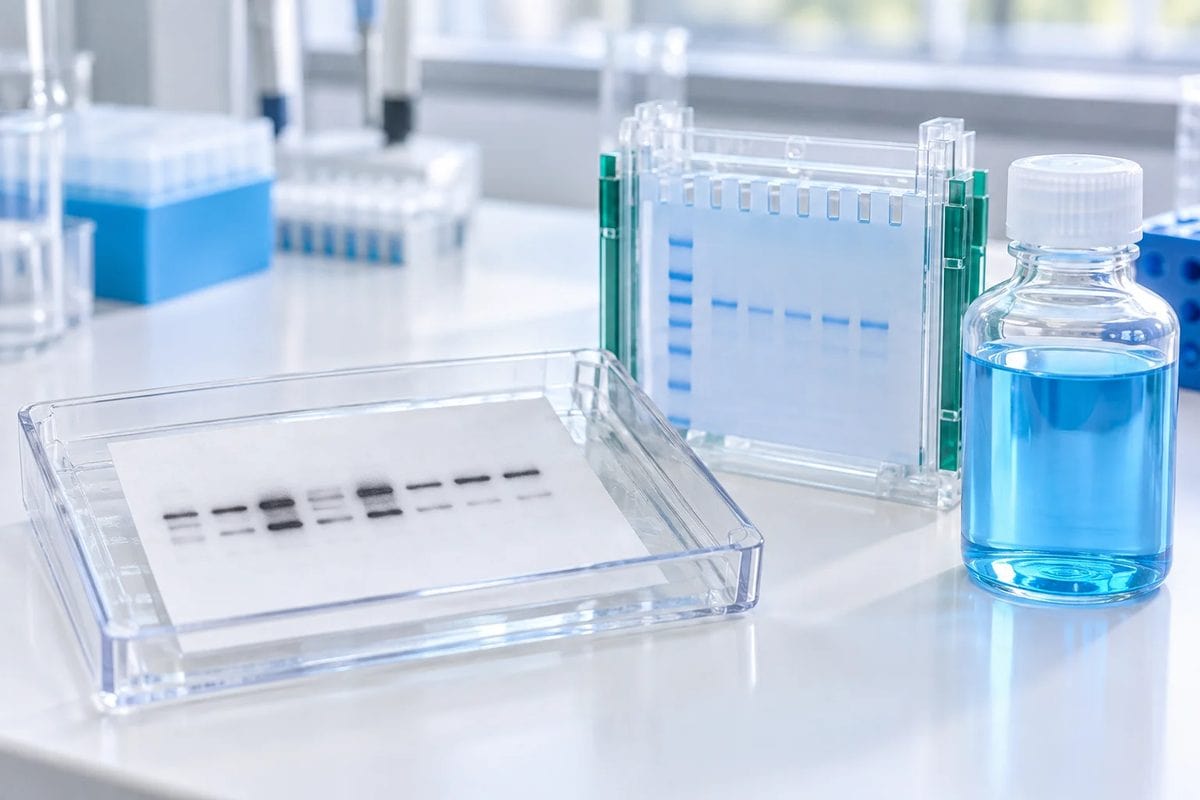 Western blot membrane, gel cassette and transfer buffer